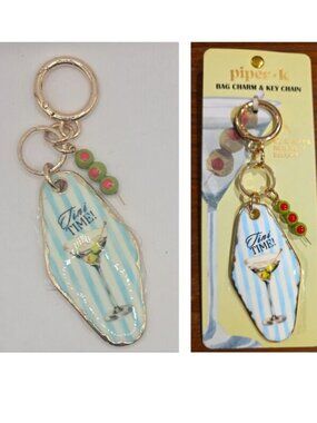 NWT PIPER.K BAG CHARM/KEY CHAIN "TINI TIME" MARTINI W/OLIVES